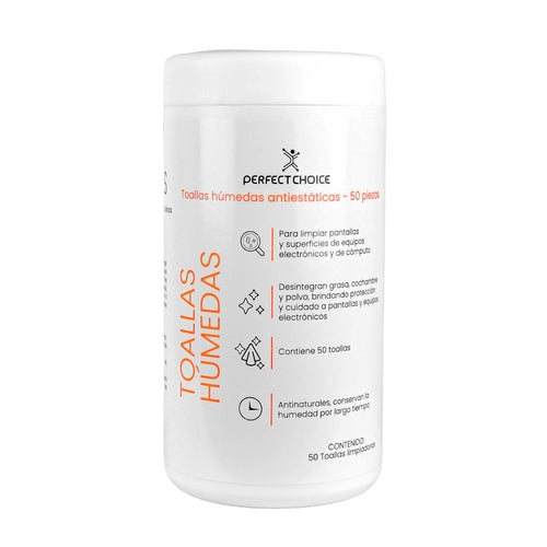 Toallas Limpiadoras para Equipos Eléctricos Bote con 50 pzas | PERFECT CHOICE
