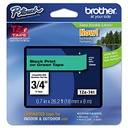 Cinta brother tze741 laminada negro sobre fondo verde 18mmx8m pt300/310b/330/530