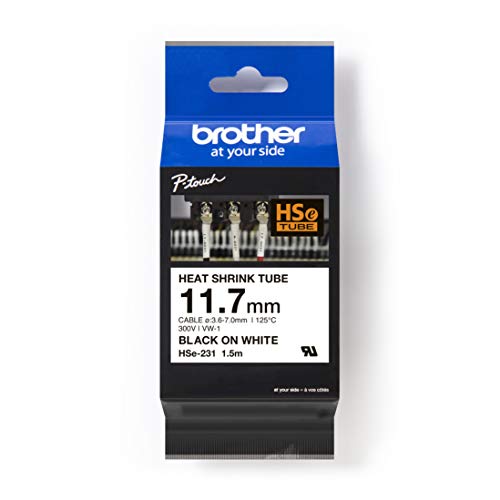 Cinta brother hse231 termorretráctil texto negro sobre fondo blanco 11.7mmx1.5m