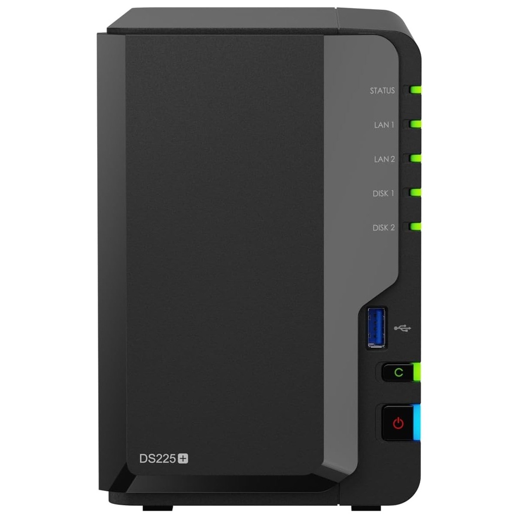 NAS Synology DS225+ 2 Bahías Intel Celeron J4125 2GB RAM SATA máx 108TB