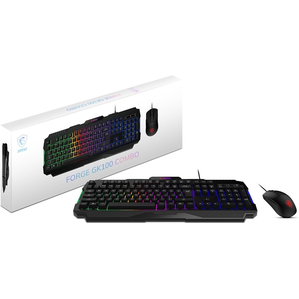 Kit Gamer de Teclado y Mouse MSI FORGE GK100 Alámbrico USB Español
