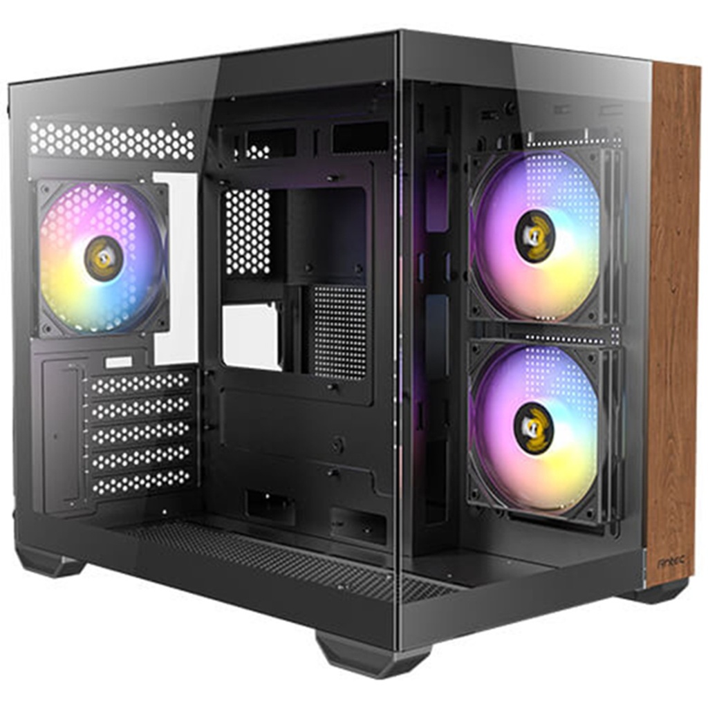 Gabinete Antec CX600M WOOD ARGB Mini-Tower Micro-ATX/Mini-ITX USB 2.0/3.0 sin Fuente 3 Ventiladores Instalados