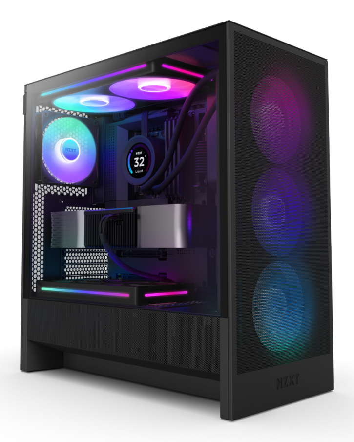 Gabinete NZXT H5 Flow RGB, Midi-Tower, ATX/EATX/Micro-ATX/Mini-ITX, USB 3.0, sin Fuente, 2 Ventiladores Instalados, Negro