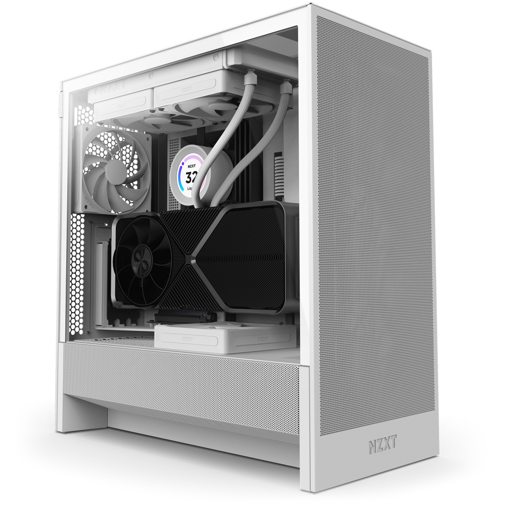 Gabinete NZXT H5 FLOW, Midi-Tower, ATX/EATX/Micro-ATX/Mini-ITX, USB 3.0, sin Fuente, 2 Ventiladores Instalados, Blanco