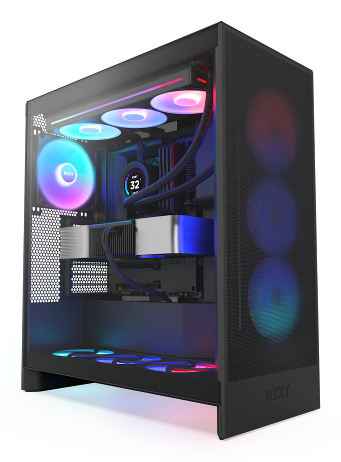 Gabinete NZXT H7 Flow RGB, Midi-Tower, ATX/EATX/Micro-ATX/Mini-ITX, USB 3.0, sin Fuente, 3 Ventiladores Instalados, Negro