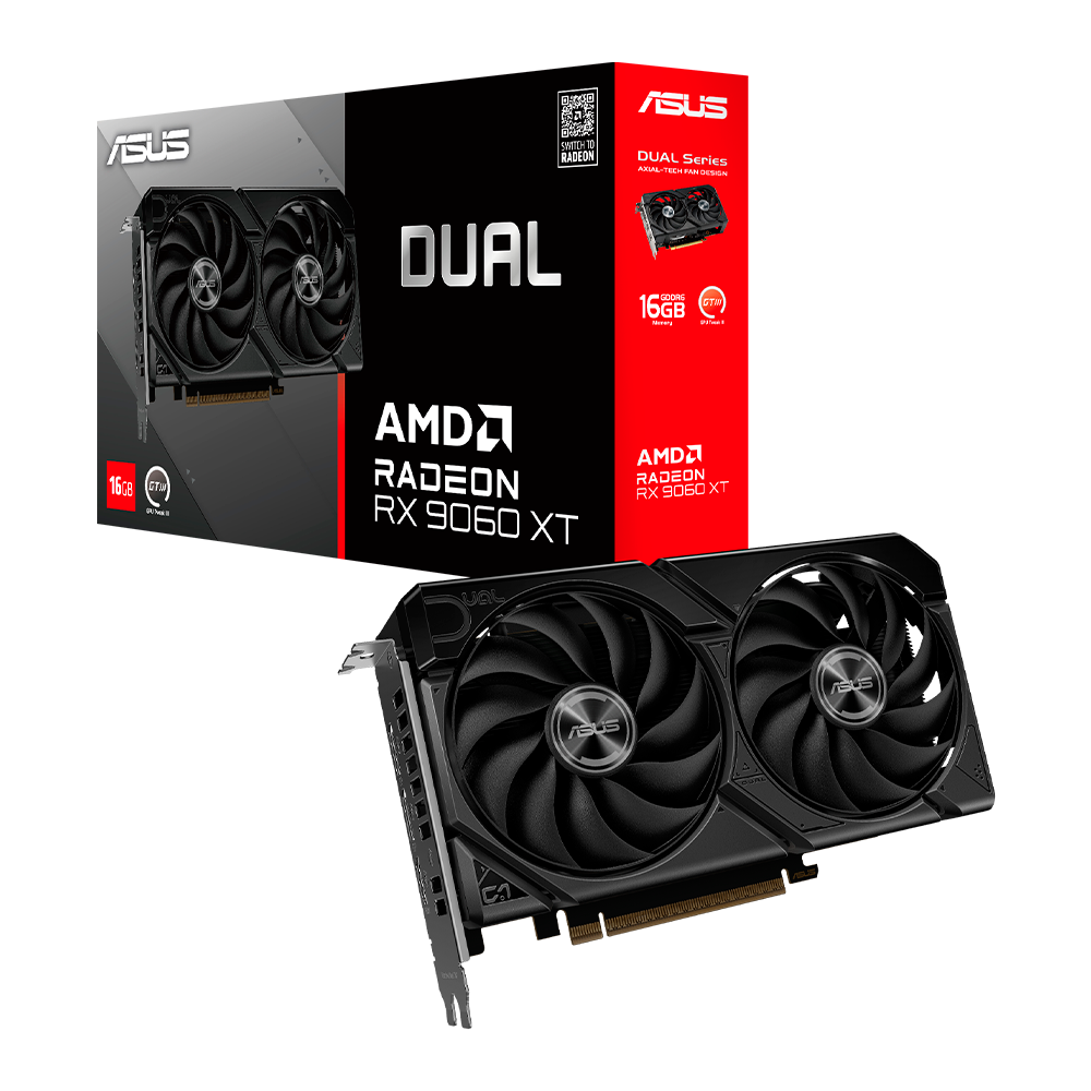 Tarjeta de Video ASUS Dual Radeon RX 9060 XT / 16GB / 128-bit GDDR6 / PCI Express 5.0 / DUAL-RX9060XT-16G