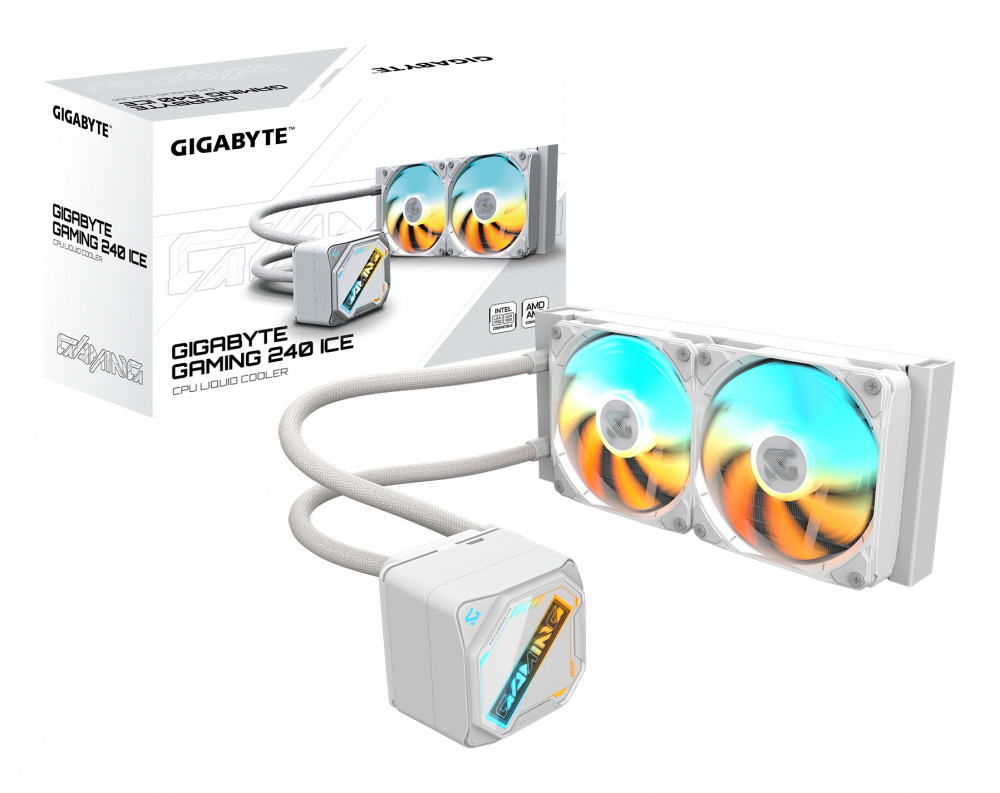Gigabyte GAMING 240 ICE Enfriamiento Líquido para CPU, 2x 120mm, hasta 2200RPM, Blanco