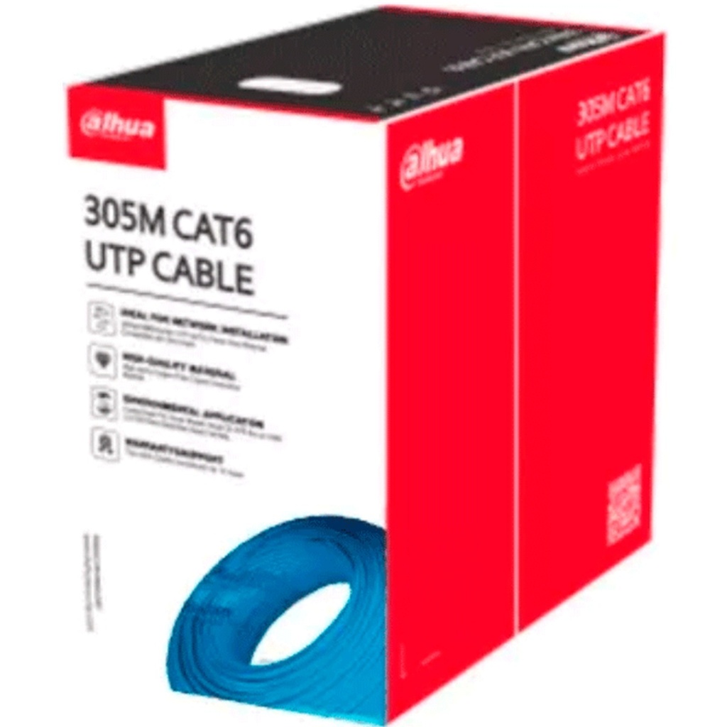 Bobina De Cable UTP Cat6 Dahua DH-PFM920I-6UN-C 100% Cobre Uso Interior 305 Metros Ideal para Redes y Video Certificado CPR Eca