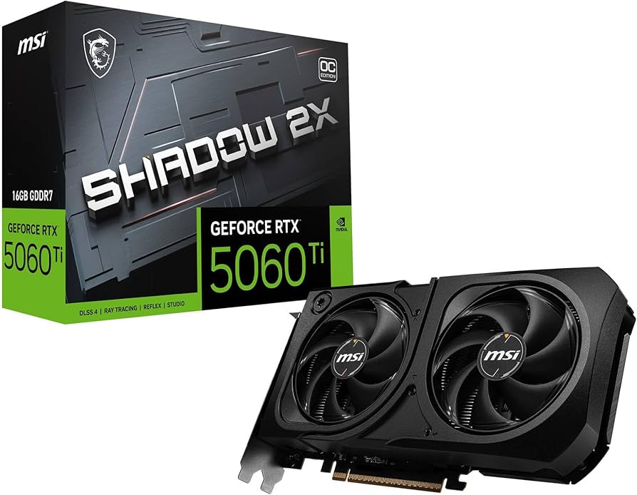 Tarjeta de Video MSI NVIDIA GeForce RTX 5060 Ti SHADOW 2X OC PLUS, 16GB 128-bit GDDR7, PCI Express 5.0
