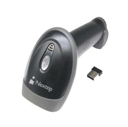 Lector de codigo de barras y qr nextep, inalambrico con base, negro, (ne-503i)