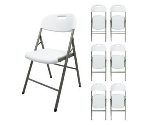Caja de 6 sillas blancas plegables reforzadas modamob, 52cm largo, 47.5cm ancho, 85cm alto, diametro tubo 25mm, calibre 1mm