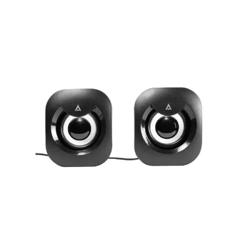 Bocinas acteck esence basic as215 2.0 ch + alimentación usb a 2x3w + conexión 3.5mm + control de volumen negro advanced series