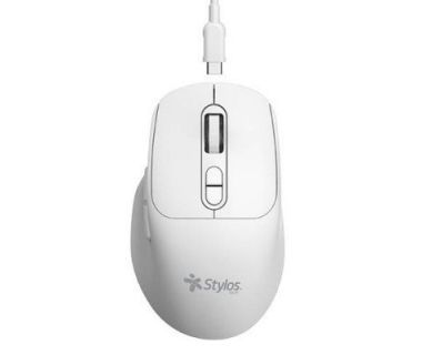 Mouse inalambrico stylos stpmoi8w 1600 dpi 6 botones usb nano 2.4ghz blanco