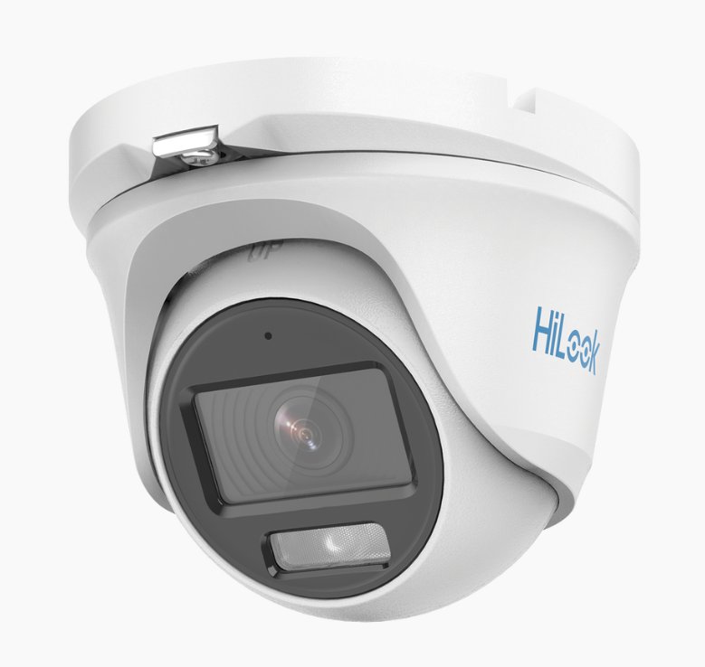 Camara hilook domo colorvu turbohd 1080p imagen a color 24/7 lente 2.8mm microfono integrado, luz blanca 20 mts ip66 metalica