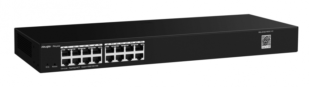 Switch Ruijie RG-ES216GC-V2, 16 Puertos Gigabit Ethernet 10/100/1000, 32 Gbit/s, 8000 Entradas, Administrado