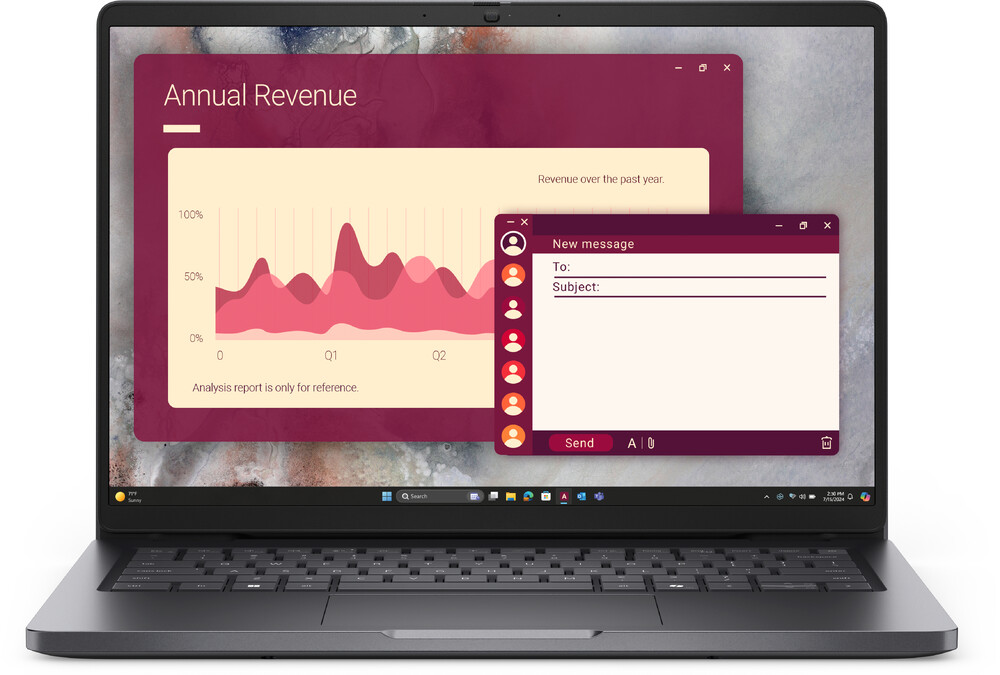 Laptop dell pro 14 | ai pc | intel core ultra 5 255u 12 tops | 16 gb (1x16 gb) | 512 gb ssd (qcl) | 14 fhd | win11 pro | 1 año de garantia 7xnfp