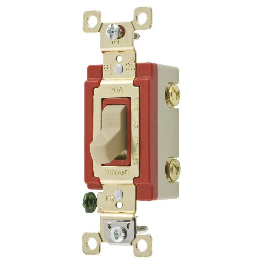 Interruptor de palanca 20 a 120-277 v ca/  grado industrial/ color marfil.