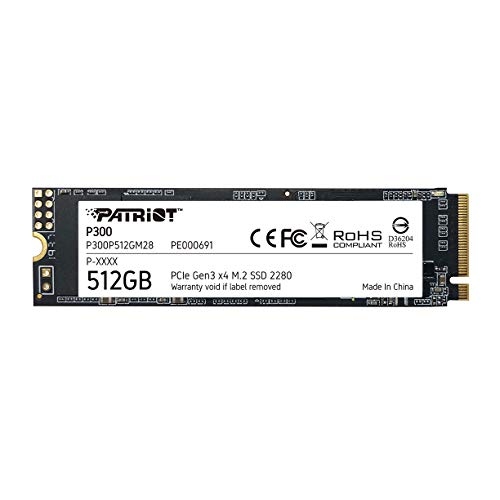 SSD Patriot P300 NVMe, 512GB, M.2, 1200 MB/s Escritura, 1700 MB/s Lectura, PCI Express 3.0