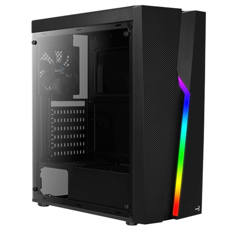 Gabinete Aerocool Bolt Rgb Media Torre Atx Micro-atx Mini-itx 1xventilador 120mm Sin Fuente Negro