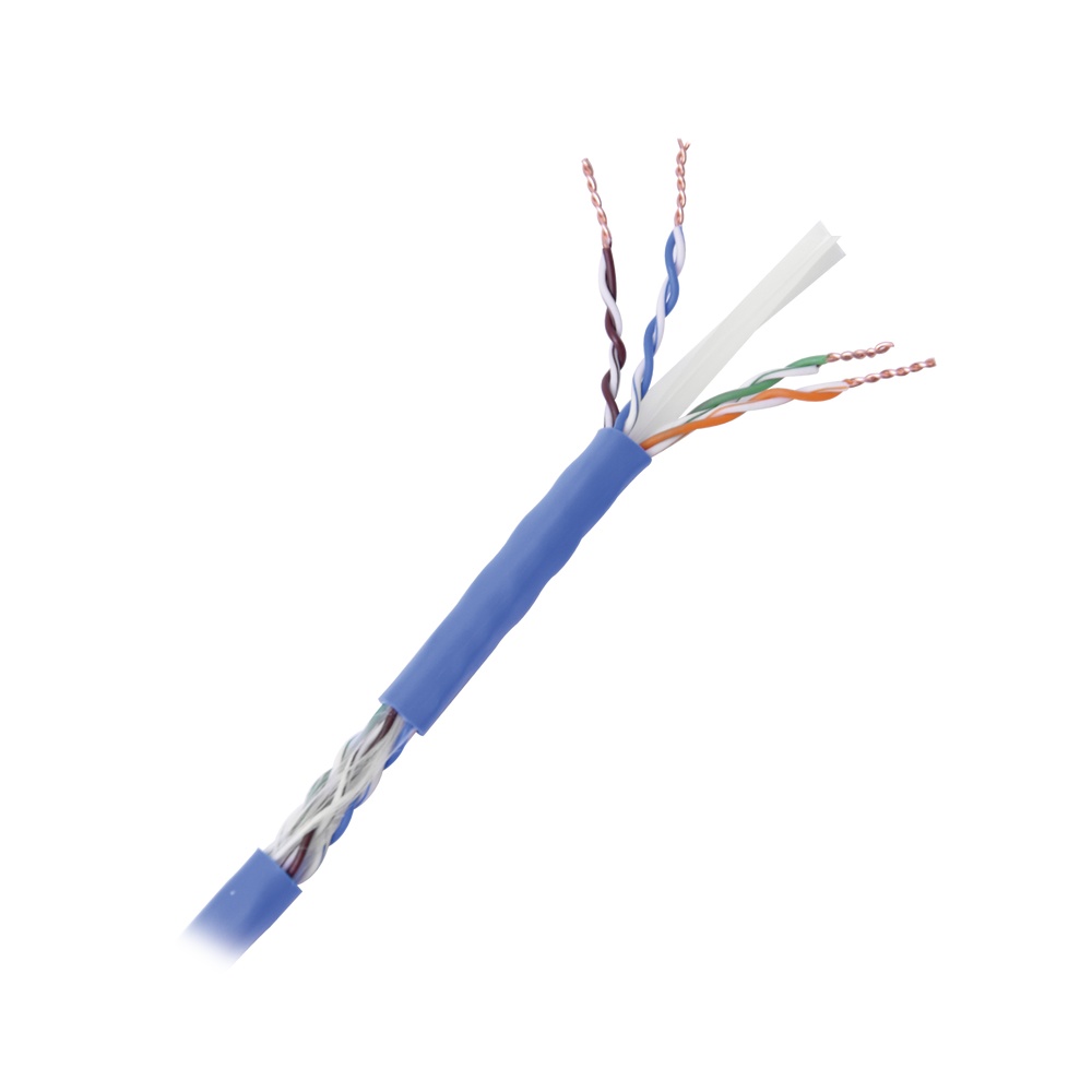 Cable cat6+ calibre 23 alto rendimiento, etl,ul, con garantía de 25 años, color azul, de 100 metros, super flexible, para aplica