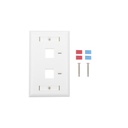 Placa de pared de 2 puertos, keystone, con espacio para etiqueta, color blanco