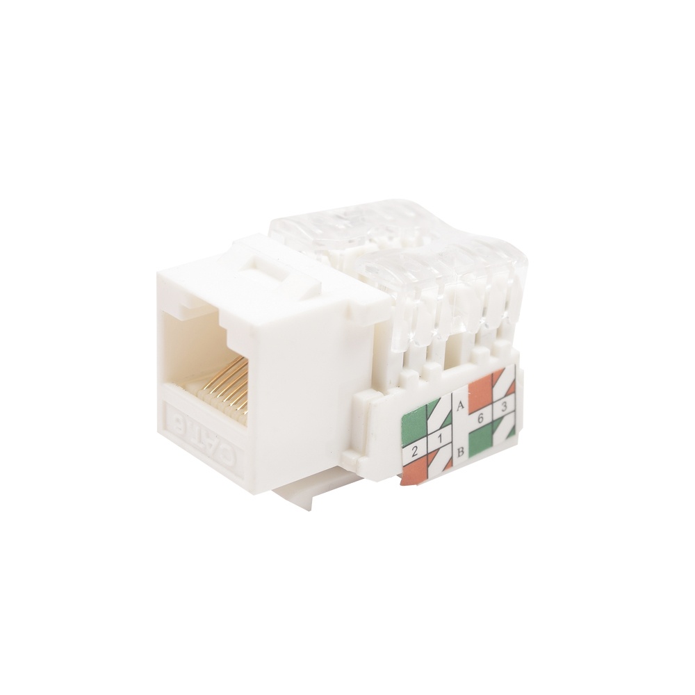 Módulo jack keystone cat6 con terminación 110 (punchdown) para faceplate - color blanco