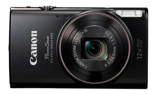 Camara canon powershot elph 360hs a color negro con zoom óptico de 12x / 20mp y conexión wifi / nfc
