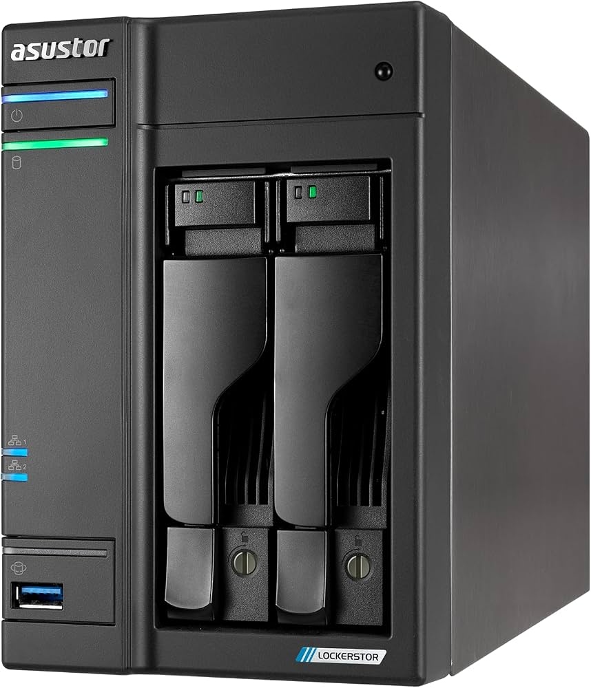 Asustor AS6702T V2 NAS, 2 Bahías, Intel Celeron N5105, 4GB RAM, M.2, SATA, máx 44TB