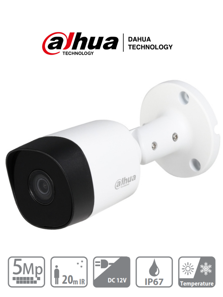 Dahua hac-b2a51-28 - camara bullet de 5 megapixeles/ lente de 2.8mm/ ir de 20 mts/ ip67/ metalica/ cvi/cvbs/ahd/tvi/ #nuevodahua