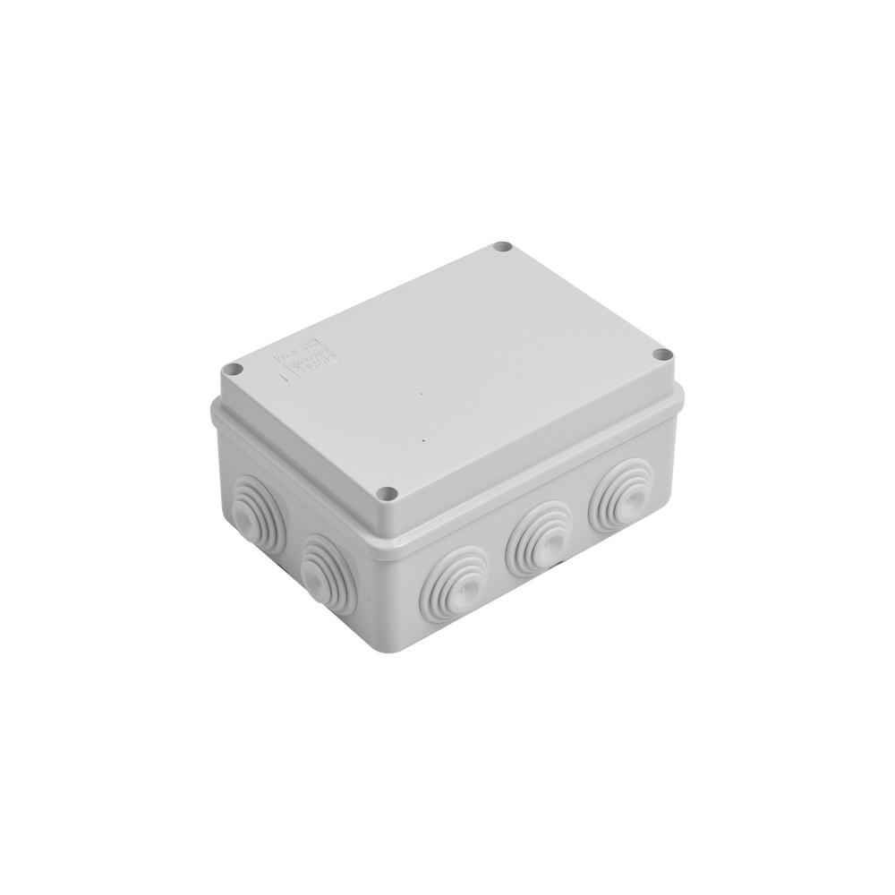 Caja de derivación de pvc auto-extinguible con 10 entradas, tapa atornillada, 150x110x70 mm, para exterior (ip55)