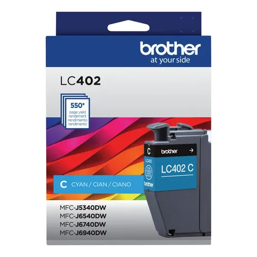 Cartucho de tinta brother lc402cs alto rendimiento  hasta 550 pgs color cyan