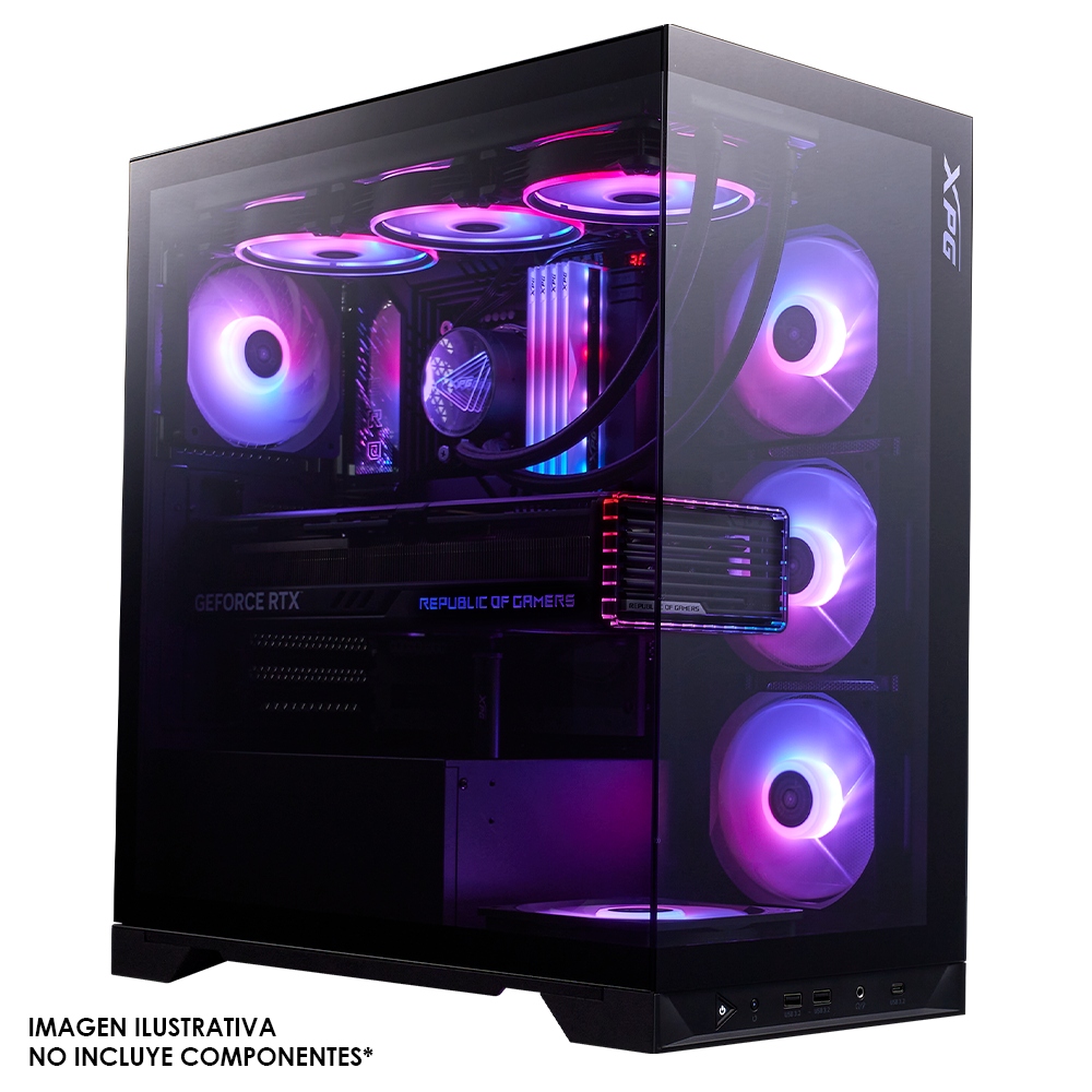 Gabinete XPG Invader X BTF, Midi-Tower, ATX/Micro-ATX/Mini-ITX, USB 3.0, sin Fuente, 5 Ventiladores Instalados, Negro