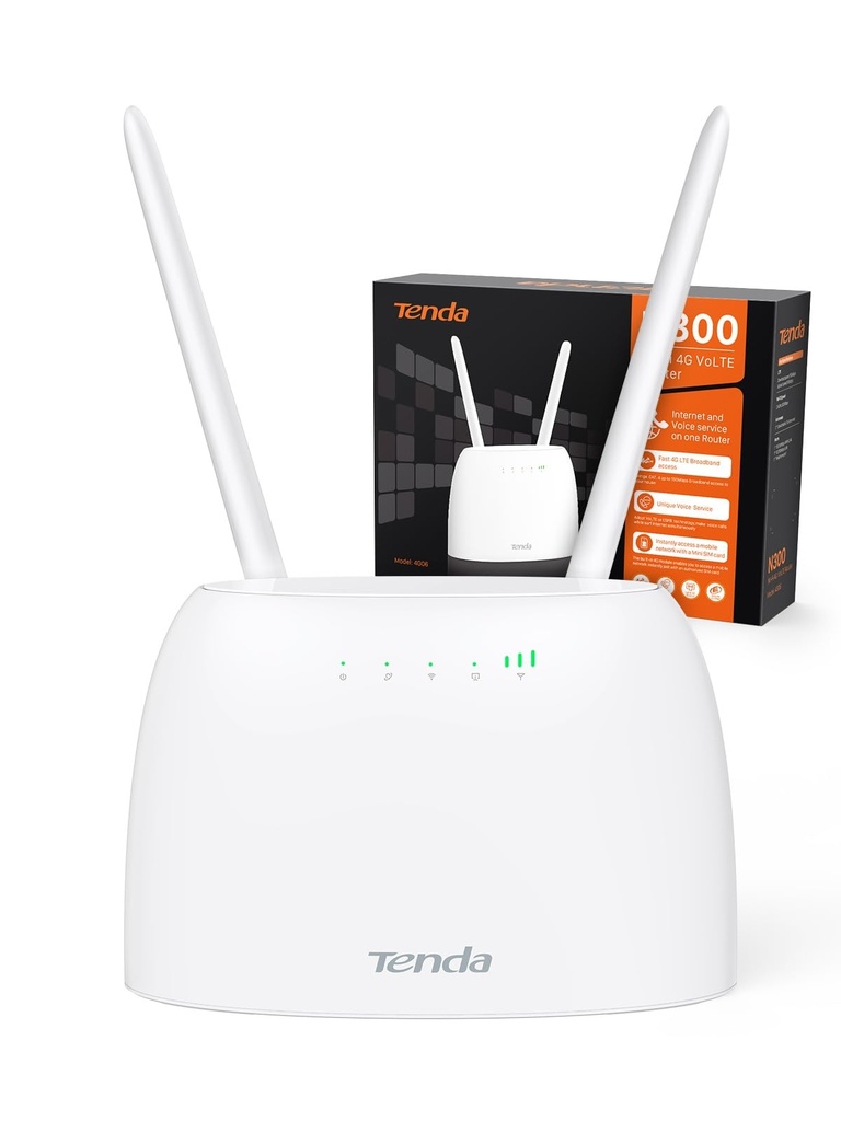 Router Tenda Fast Ethernet Firewall 4G06 N300, Inalámbrico, 300Mbit/s, 2x RJ-45, 2.4GHz, 4 Antenas Externas/Internas