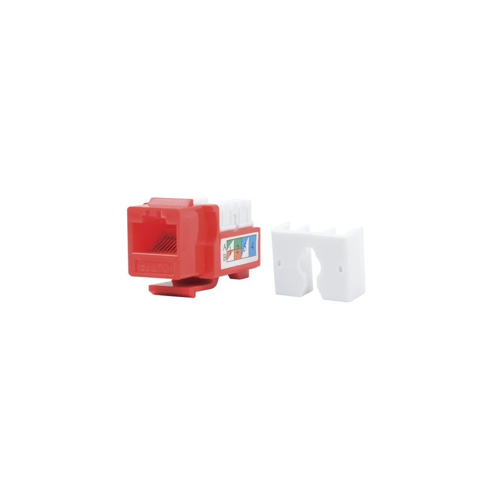 Módulo jack keystone cat5e con terminación 110 (punchdown) para faceplate - color rojo