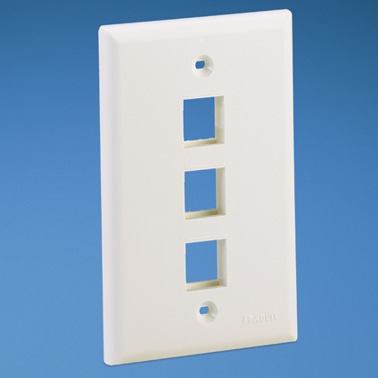 Placa de pared vertical, salida para 3 puertos keystone, color blanco mate