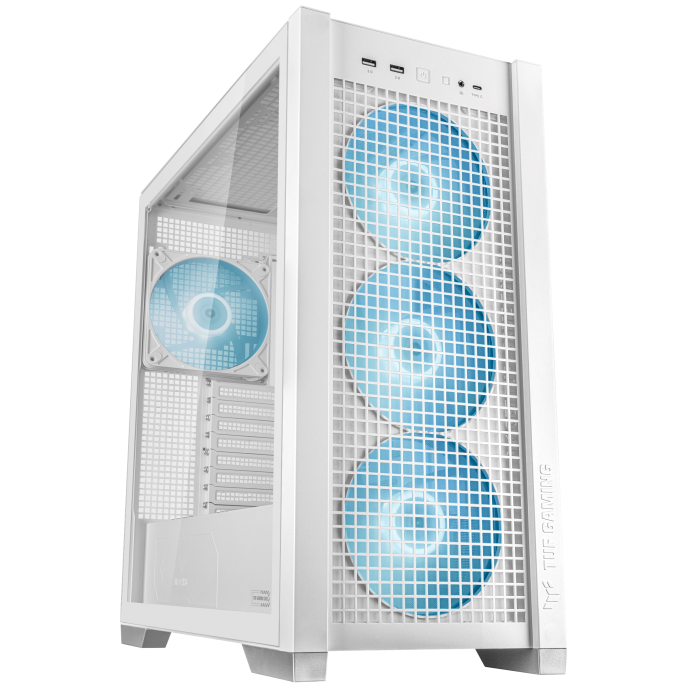 Gabinete asus tuf gaming gt302 argb midi tower, vent. 3x 140 mm, vent. 1x 140 mm, blanco
