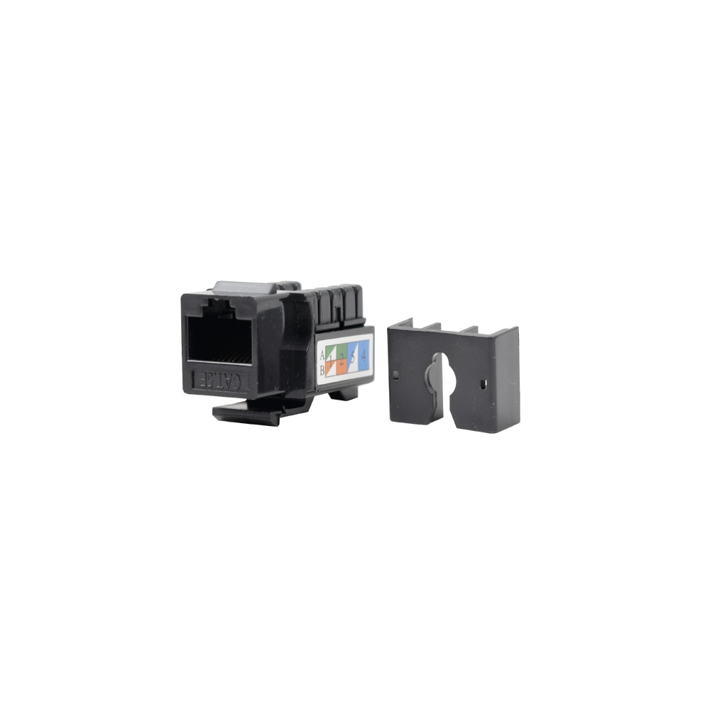 Módulo jack keystone cat5e con terminación 110 (punchdown) para faceplate - color negro