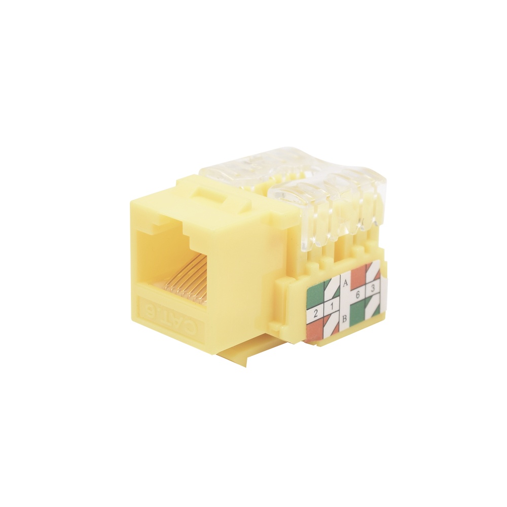 Módulo jack keystone cat6 con terminación 110 (punchdown) para faceplate - color amarillo