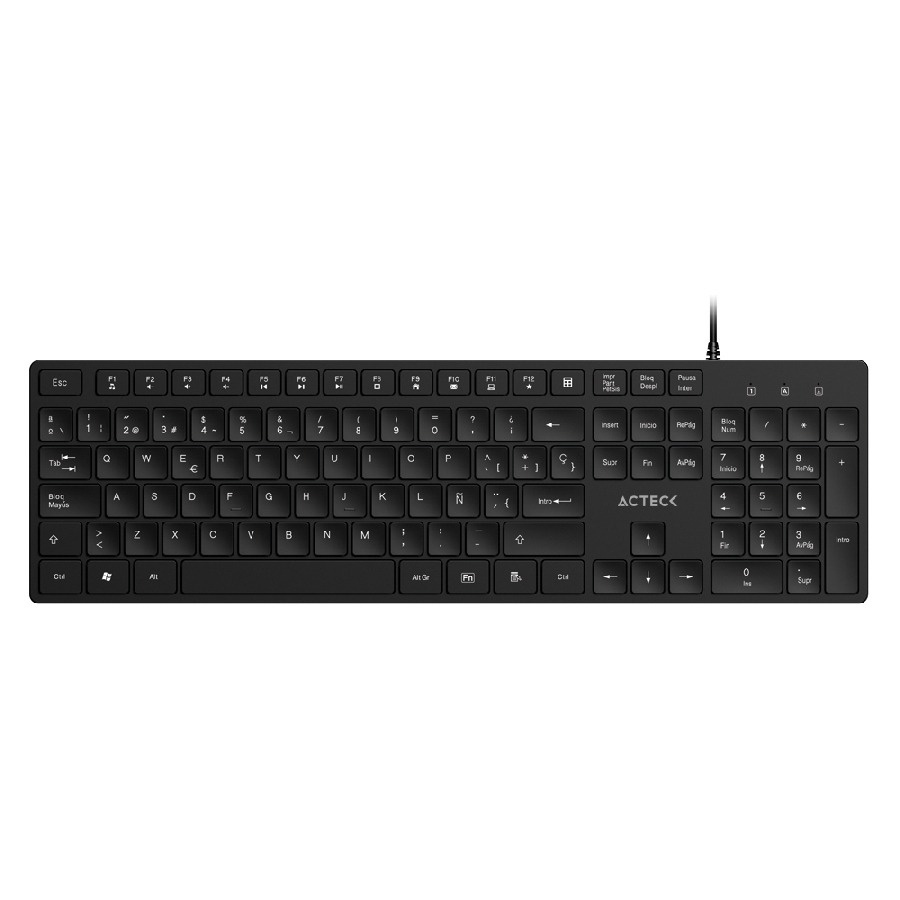 Teclado Acteck Vantage Aero TA545, Alámbrico, USB, Negro, Español