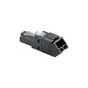 Plug rj45 utp, instalación angulada 45 grados, terminación en campo certificable, compatible con cat5e, cat6 y cat6a, color negr