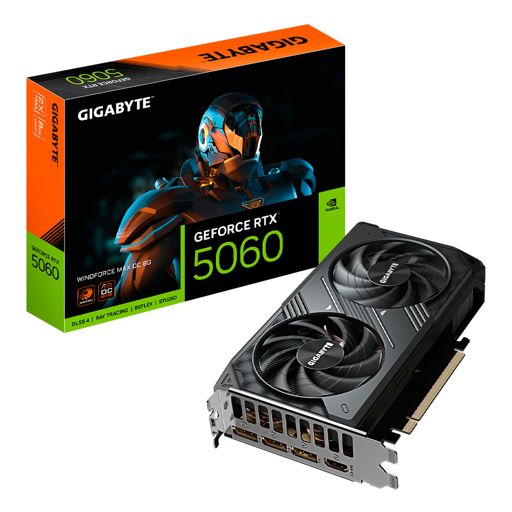 Tarjeta De Video Gigabyte Geforce Rtx 5060 Windforce Max Oc 8g, 8 Gb, 128 Bit, Gddr7, Pci Express 5.0
