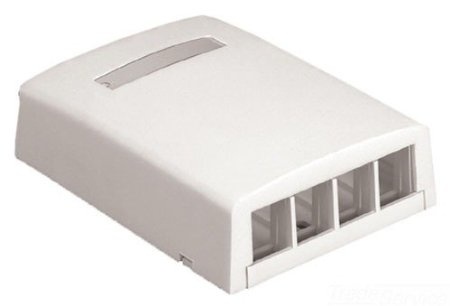 Caja de montaje en superficie, para 4 módulos keystone, color blanco