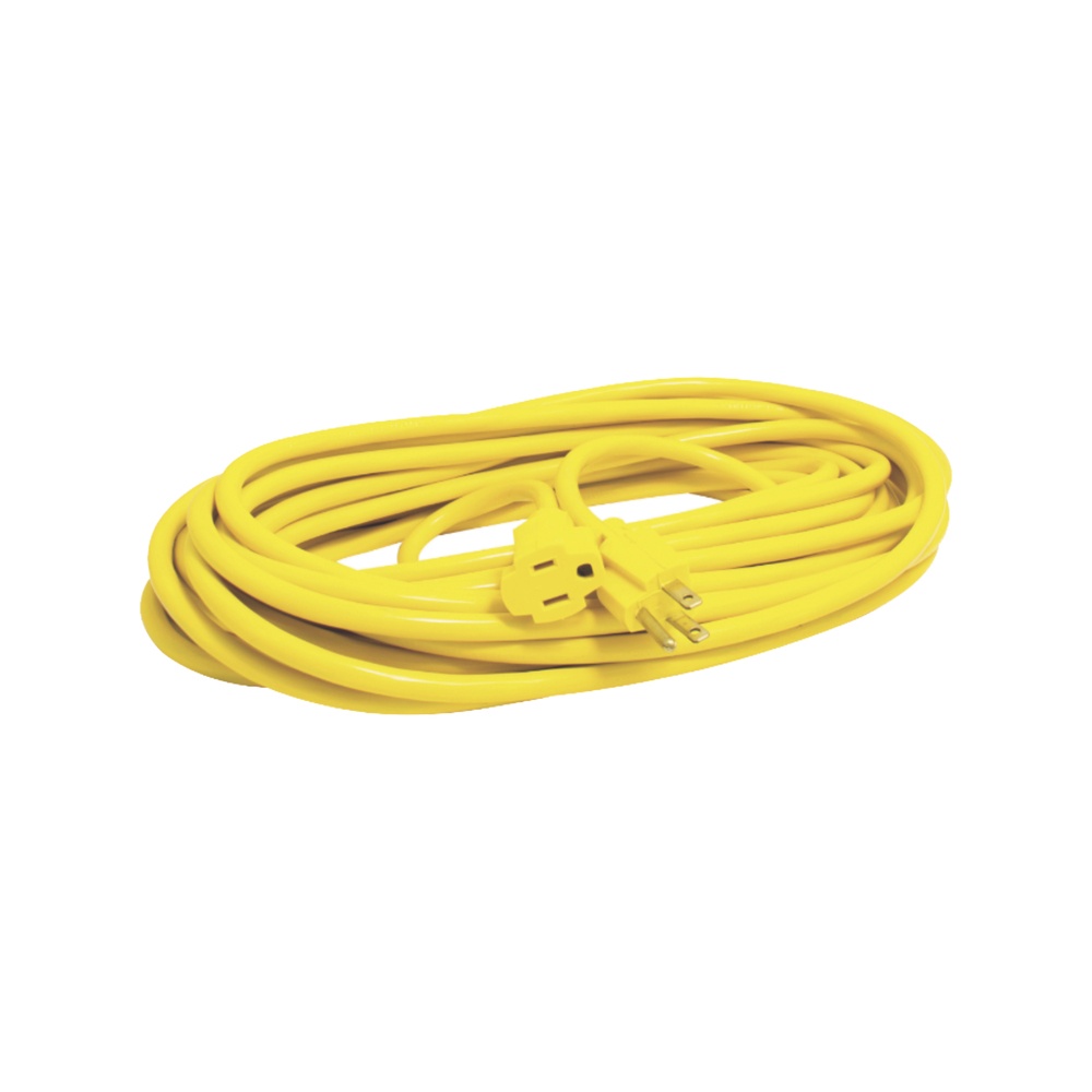 Extensión eléctrica de uso rudo aterrizada 5 metros, (127vca/ 10a máximo) clavija 3 patas con 1 salida color amarilla