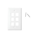 Placa de pared de 6 puertos, keystone, color blanco 