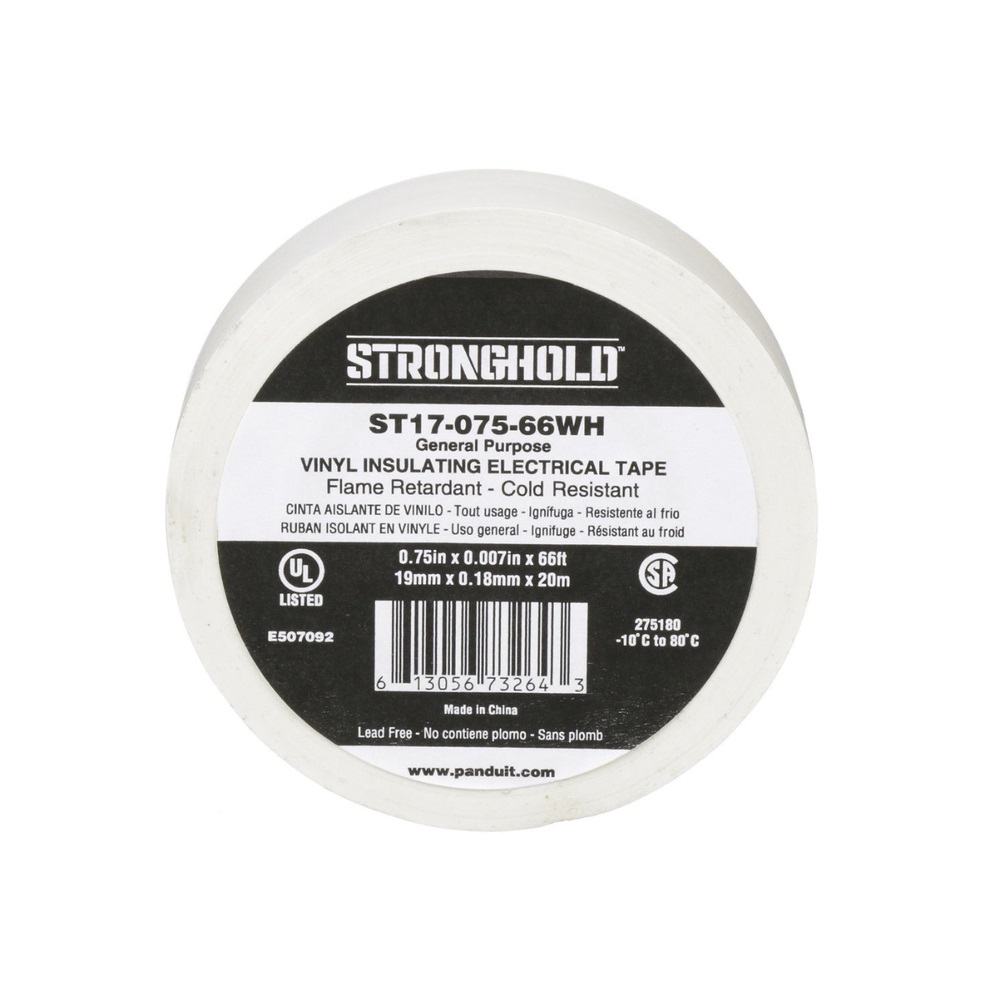 Cinta Eléctrica para Aislar de PVC Uso General Grosor de 0.18mm 7 mil Ancho de 19mm y 20.12m de Largo Color Blanco