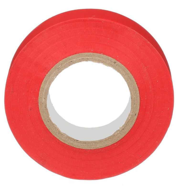 Cinta eléctrica para aislar, de pvc, uso general, grosor de 0.18mm (7 mil), ancho de 19mm, y 20.12m de largo, color rojo