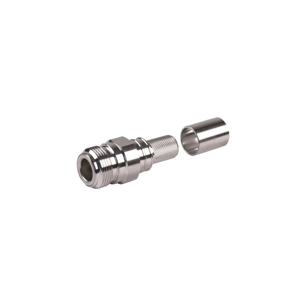 Conector n hembra plegable con pin cautivo para cables rg8