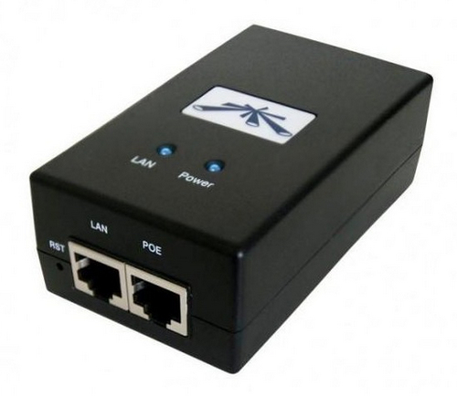 Inyector poe ubiquiti poe-24-12w  2 puertos rj45 10 100 mbps 24vdc 0.5a color negro