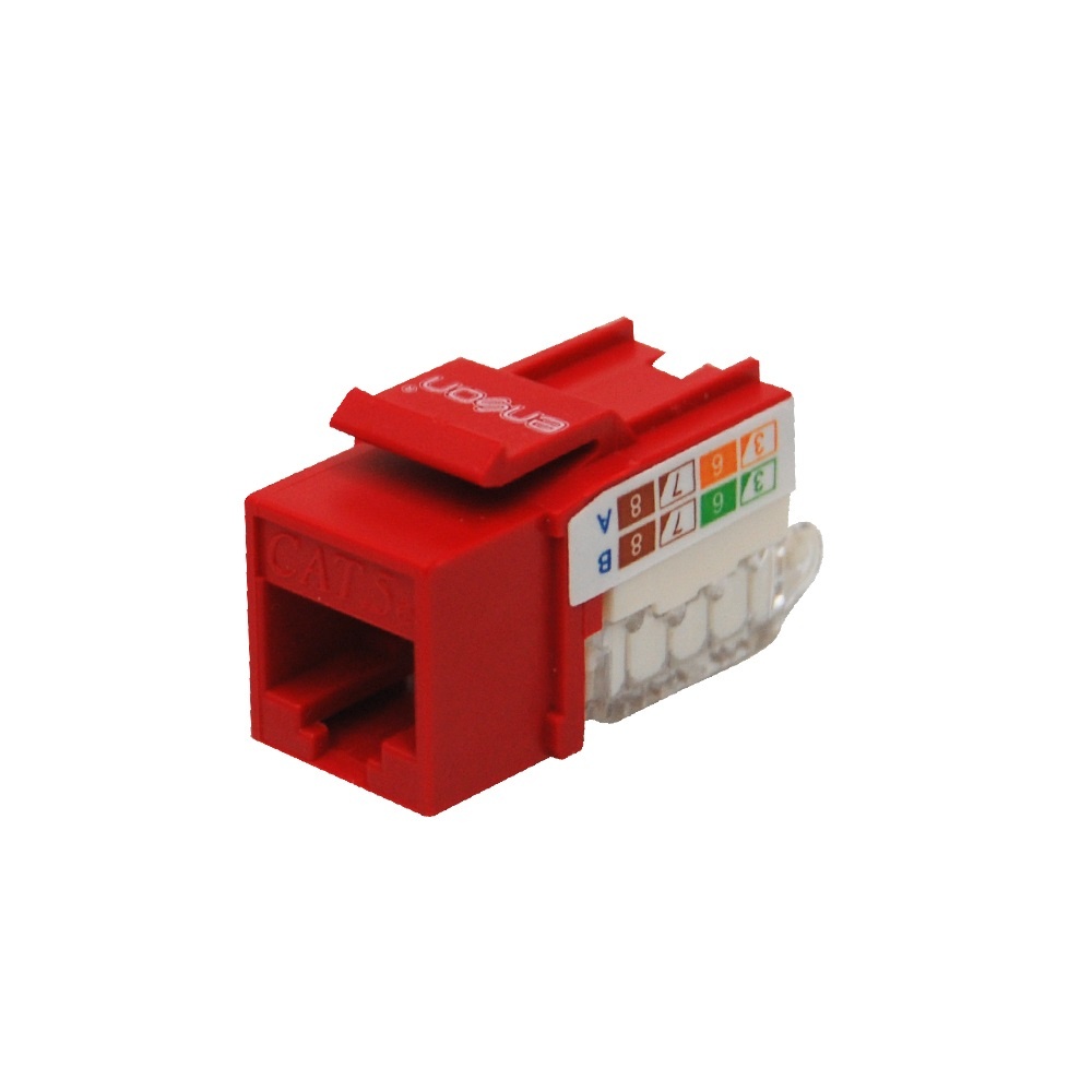 Conector modular jack rj45 enson epro-tljack5e-rd serie pro terminado sin pinzas, posicion vertical cat5e color rojo compatible 