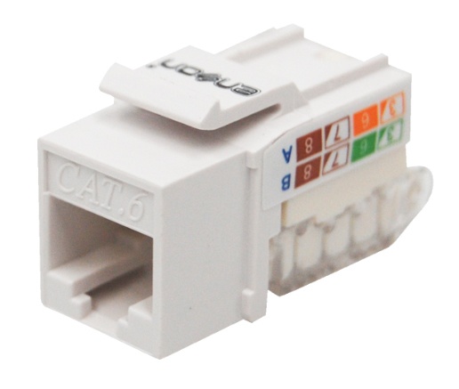 Conector modular jack rj45 enson epro-tljack6-wh serie pro terminado sin pinzas, posicion vertical cat6 color blanco compatible 